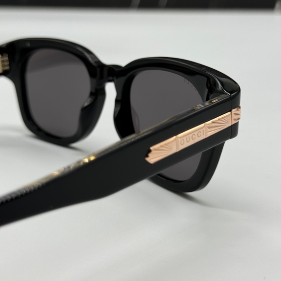 NEW GG1518S 001 GUCCI BLACK GOLD GREY SQUARE UNISEX SUNGLASSES - Picture 9 of 13